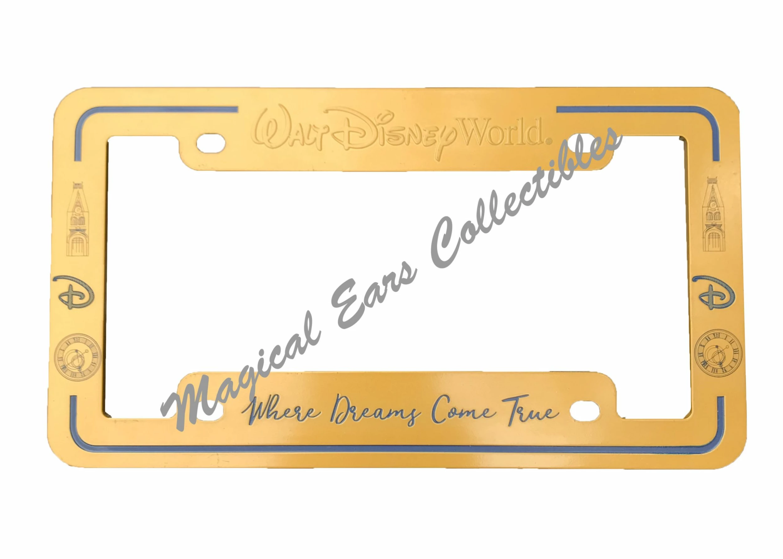 Disney License Plate Frame - Dreams Come True - Disney World - Gold