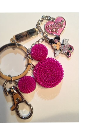 Disney Keychain Keyring - Minnie Mouse Wired Icon With Charms