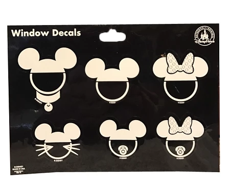 Disney Window Decal Set - Family With Mickey Ear Hats - Set Of 10