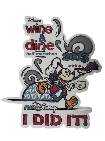 Disney Window Decal - Run Disney - Wine And Dine Half Marathon 2013