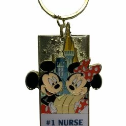 Disney Keychain - Mickey And Minnie With Castle - Personalized