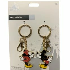 Disney Keychain Set - Mickey And Minnie Mouse Kiss - Gold