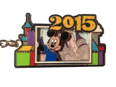 Disney Keychain - 2015 Mickey Mouse With Retro Cinderella Castle
